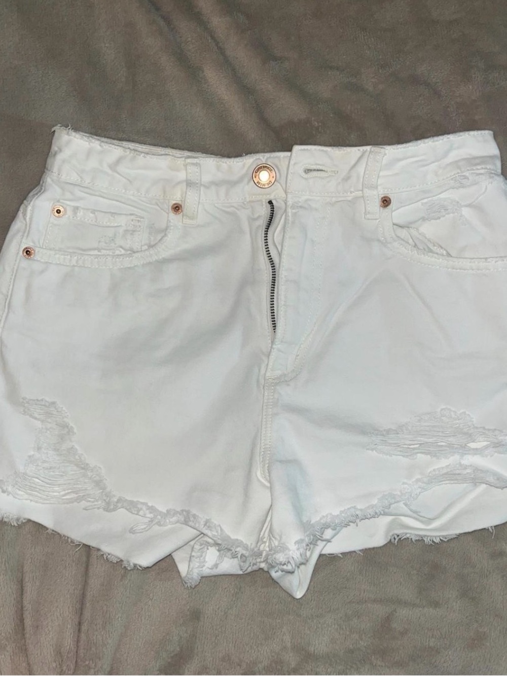 Garage White Distressed Denim Jean Shorts